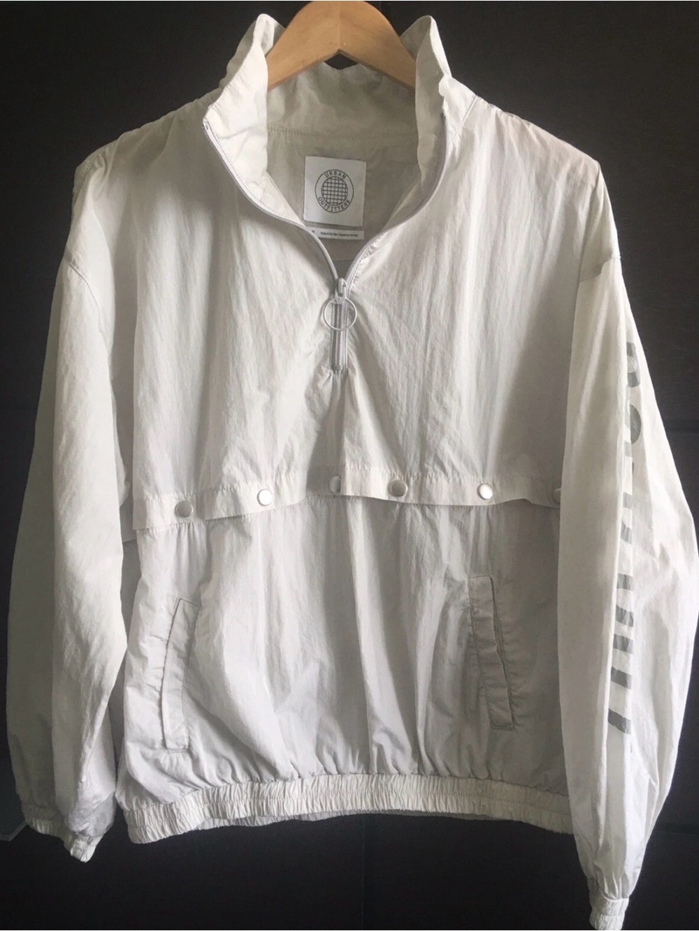 Urban Outfitters White Nylon Reflective Snap-Off Anorak Jacket & Mini Skirt Set